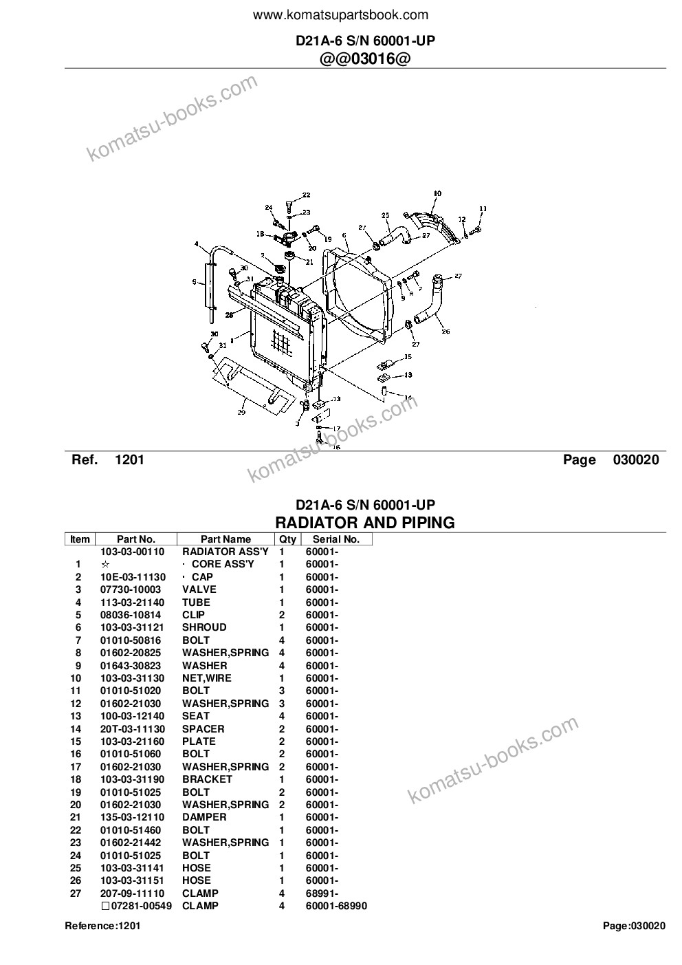 Komatsu d21a-6 s/n 60001-up Parts catalog cover Page 4 Komatsu d21a-6 s/n 60001-up Parts catalog cover Page 4