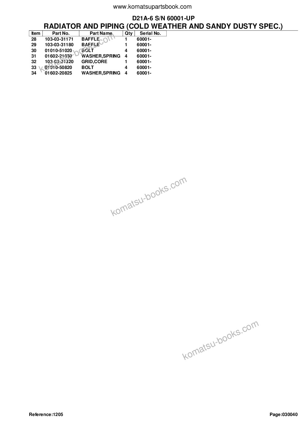 Komatsu d21a-6 s/n 60001-up Parts catalog cover Page 9 Komatsu d21a-6 s/n 60001-up Parts catalog cover Page 9