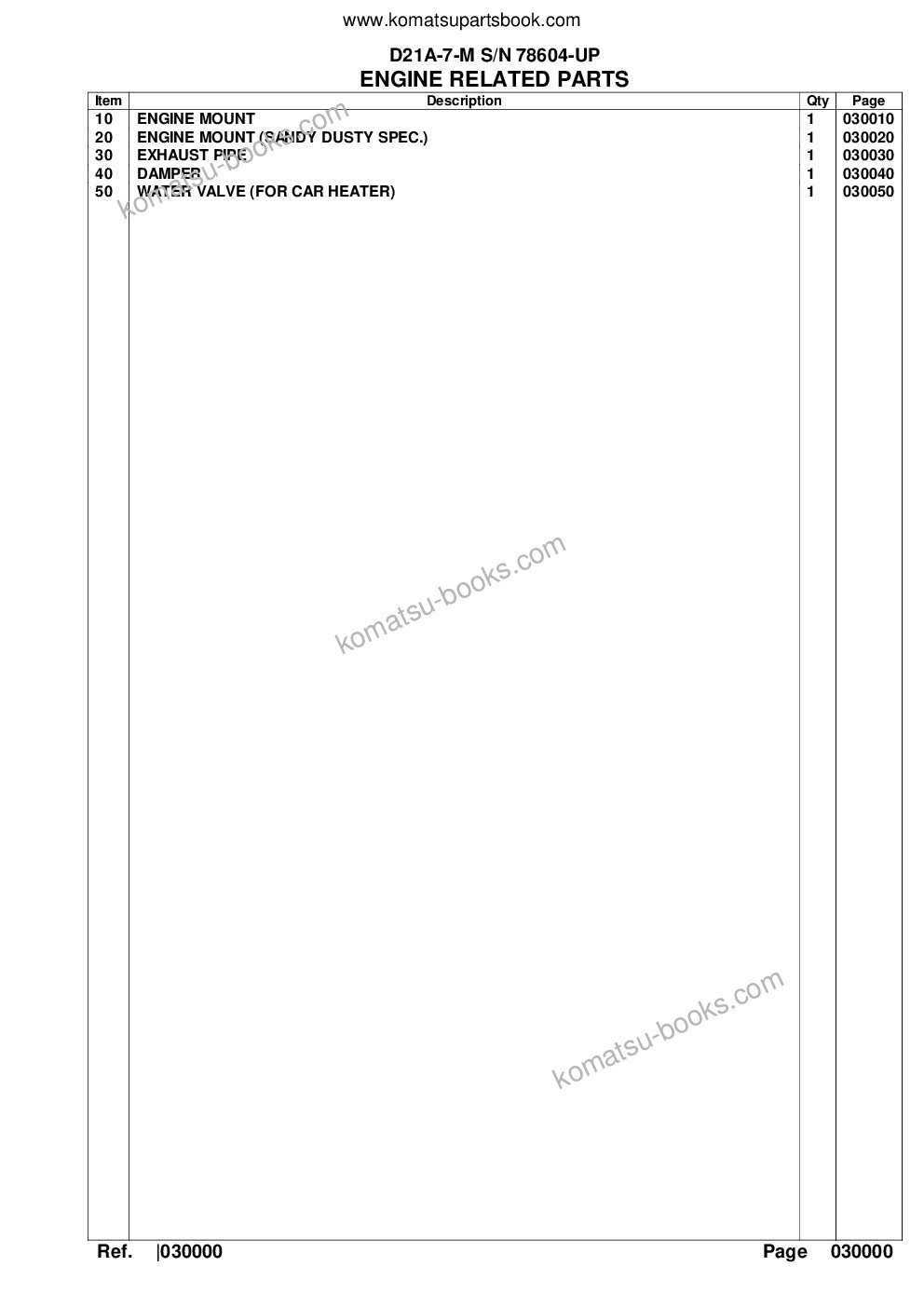 Komatsu D21A-7-M S/N 78604-UP Parts catalog cover Page 2