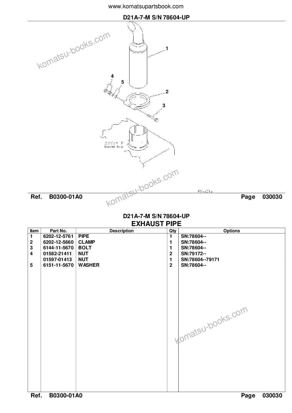 Komatsu D21A-7-M S/N 78604-UP Parts catalog cover Page 5
