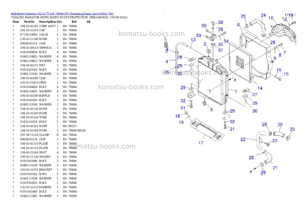 Komatsu d21a-7t s/n 78604-up trimming dozer m/c Parts catalog cover Page 10