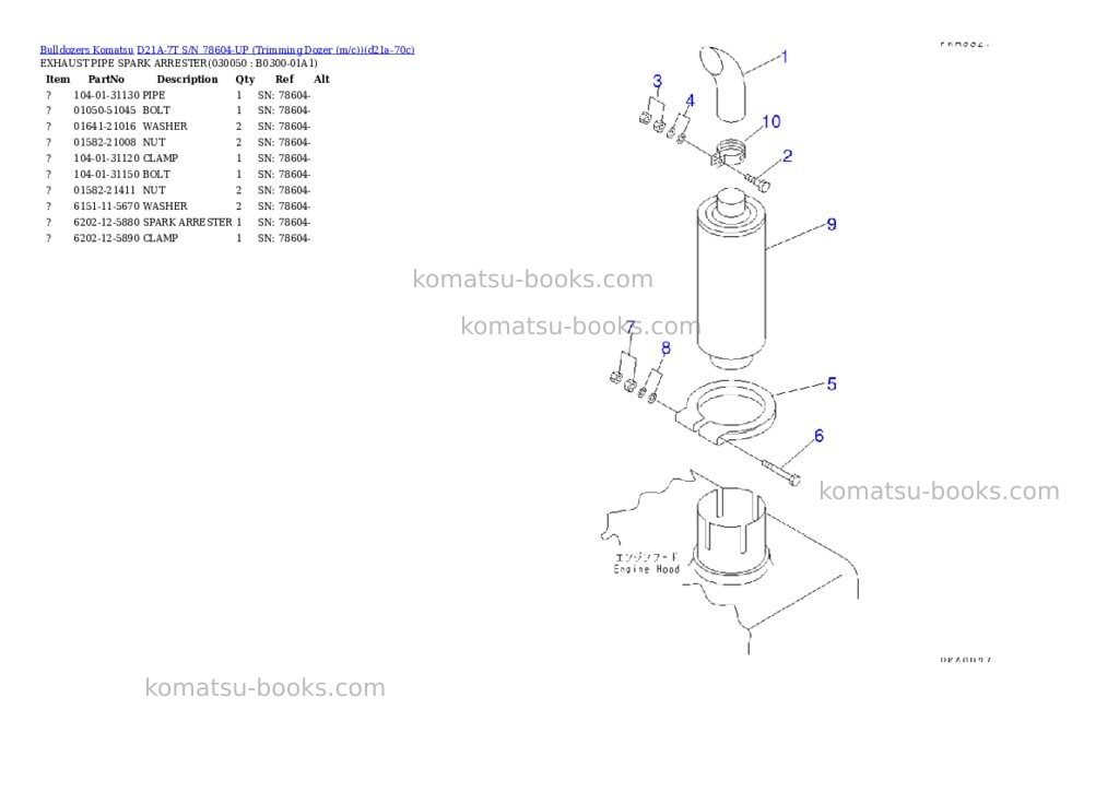 Komatsu d21a-7t s/n 78604-up trimming dozer m/c Parts catalog cover Page 4