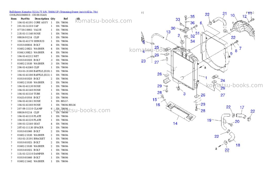 Komatsu d21a-7t s/n 78604-up trimming dozer m/c Parts catalog cover Page 8