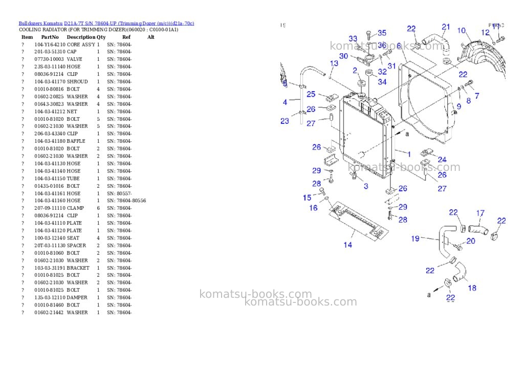 Komatsu d21a-7t s/n 78604-up trimming dozer m/c Parts catalog cover Page 9