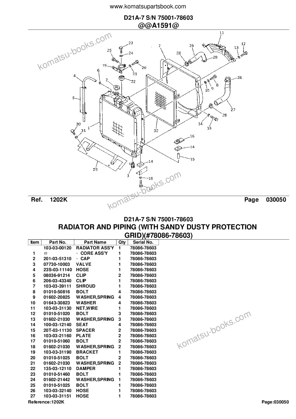 Komatsu D21A-7 S/N 75001-78603 Parts catalog cover Page 10