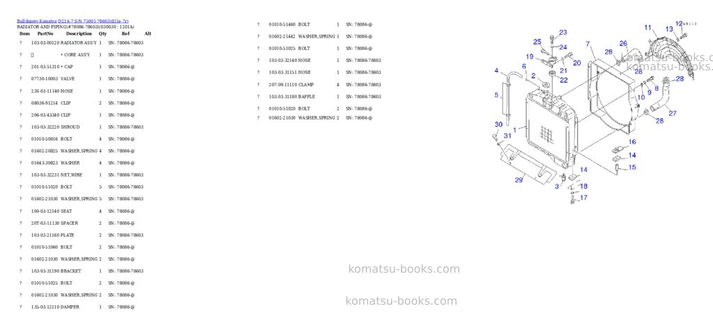 Komatsu d21a-7 s/n 75001-78603 Parts catalog cover Page 2