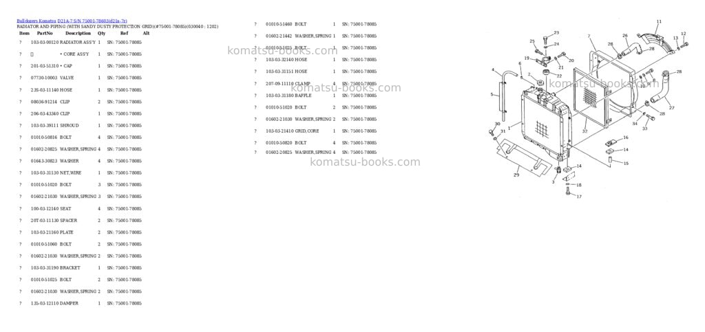 Komatsu d21a-7 s/n 75001-78603 Parts catalog cover Page 3