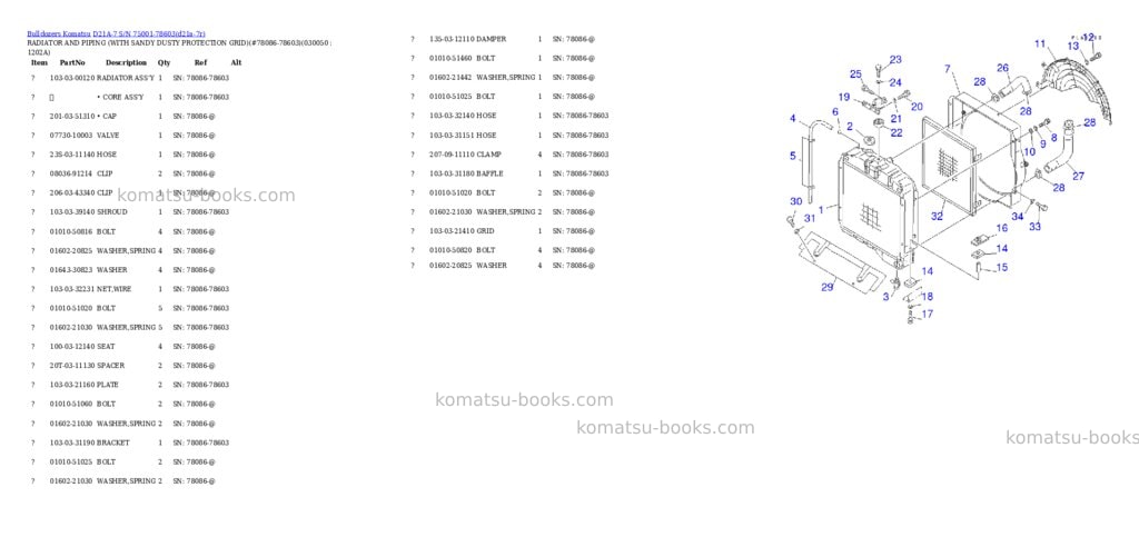 Komatsu d21a-7 s/n 75001-78603 Parts catalog cover Page 4