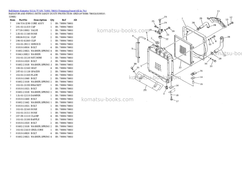 Komatsu D21A-7T S/N 75001-78603 (Trimming Dozer) Parts catalog cover Page 4