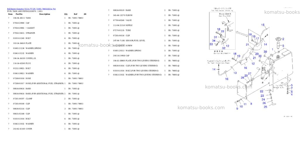 Komatsu d21a-7t s/n 75001-78603 Parts catalog cover Page 6