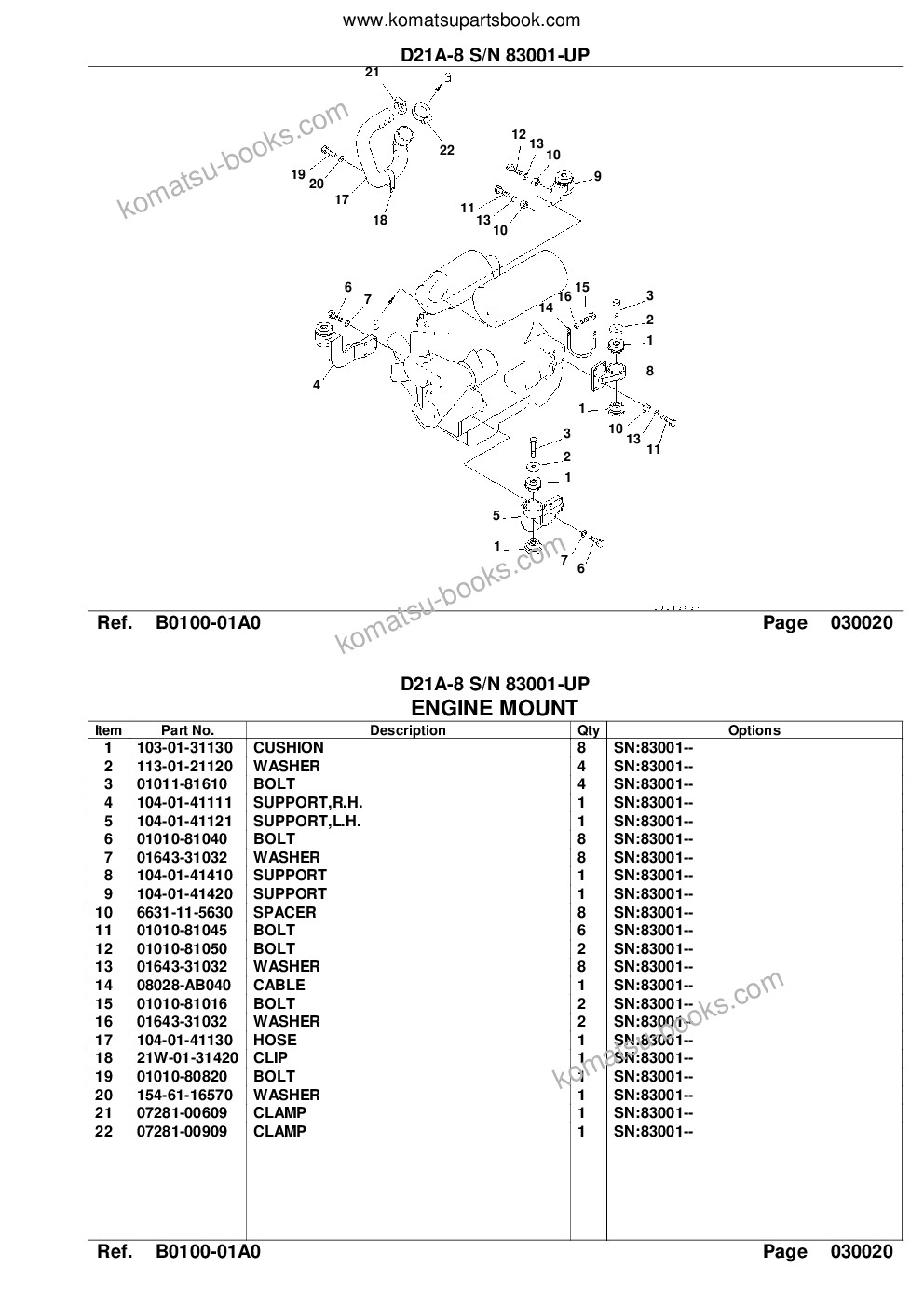 Komatsu d21a-8 s/n 83001-up Parts catalog cover Page 4