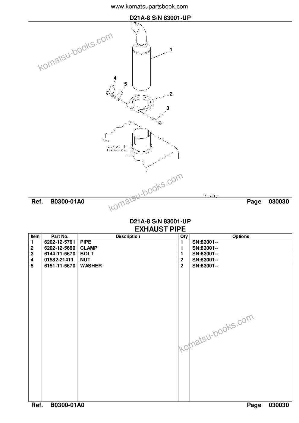 Komatsu d21a-8 s/n 83001-up Parts catalog cover Page 5