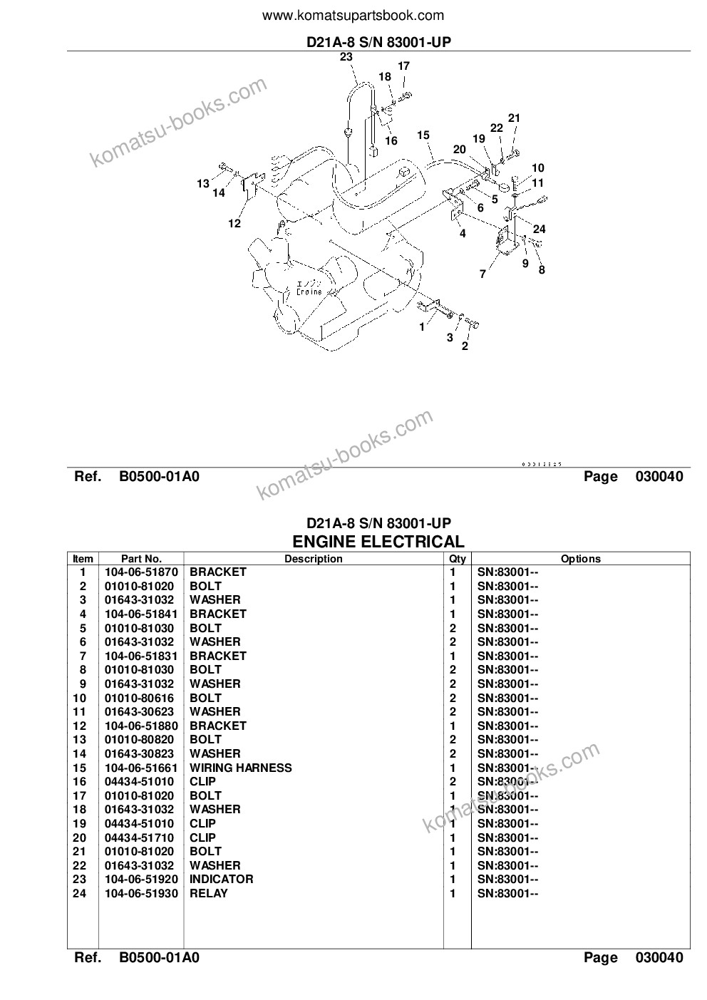 Komatsu d21a-8 s/n 83001-up Parts catalog cover Page 6