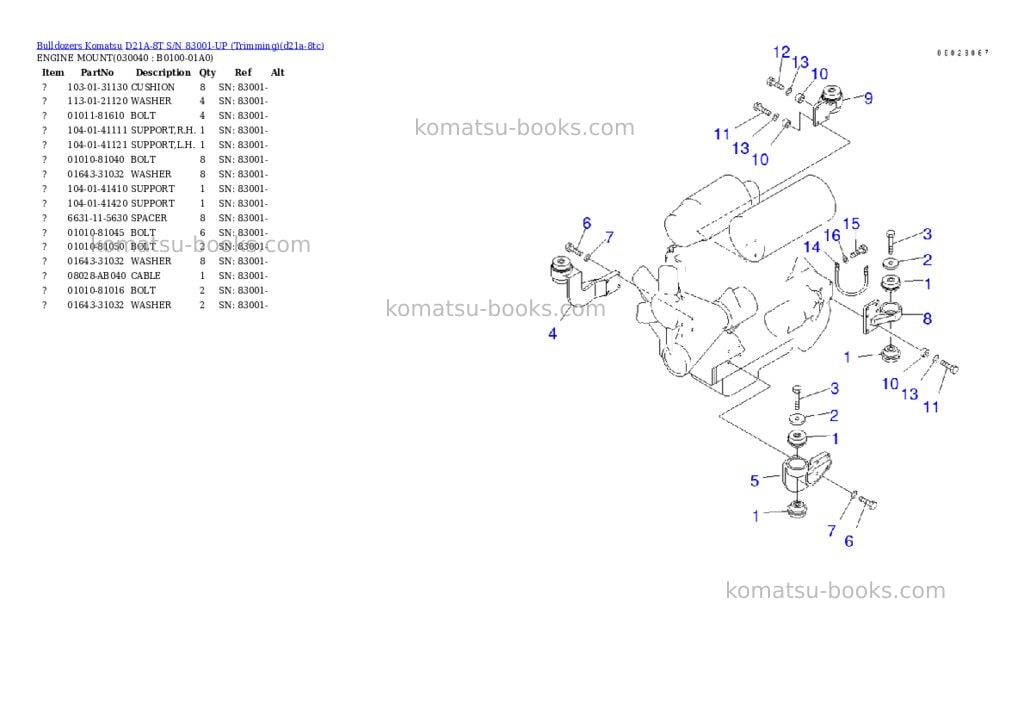 Komatsu d21a-8t s/n 83001-up trimming Parts catalog cover Page 3