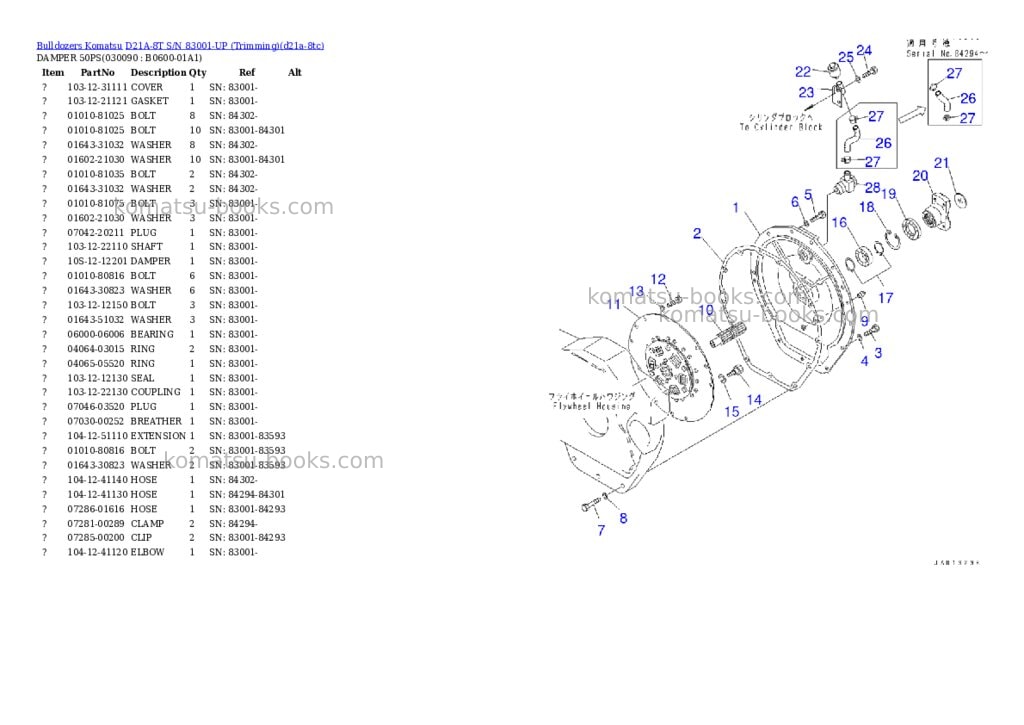 Komatsu d21a-8t s/n 83001-up trimming Parts catalog cover Page 8