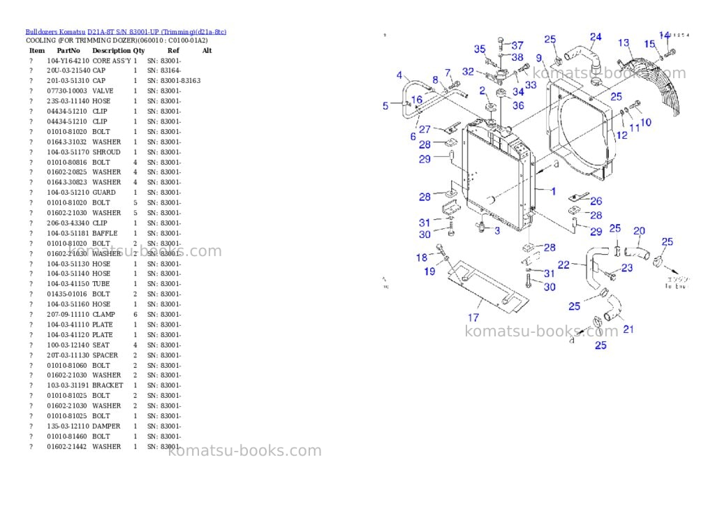 Komatsu d21a-8t s/n 83001-up trimming Parts catalog cover Page 9