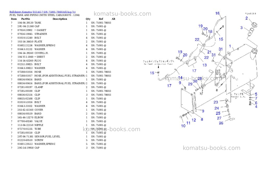 Komatsu D21AG-7 S/N 75001-78603 Parts catalog cover Page 6