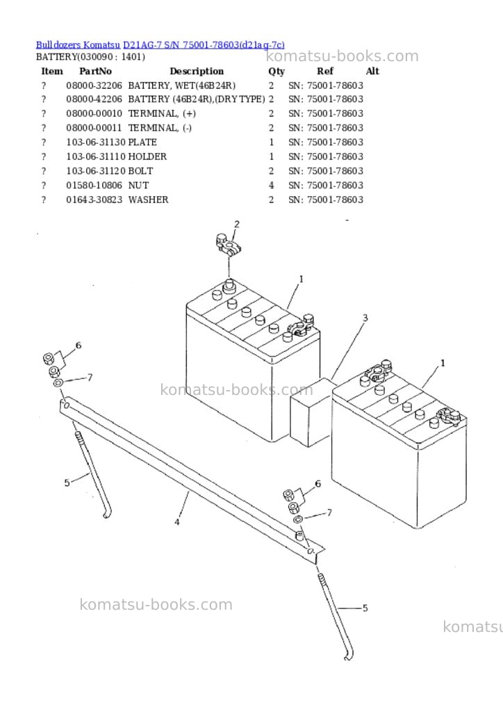 Komatsu D21AG-7 S/N 75001-78603 Parts catalog cover Page 8