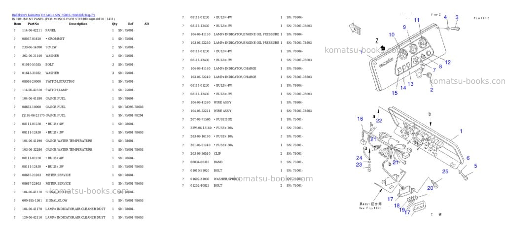 Komatsu d21ag-7 s/n 75001-78603 Parts catalog cover Page 10