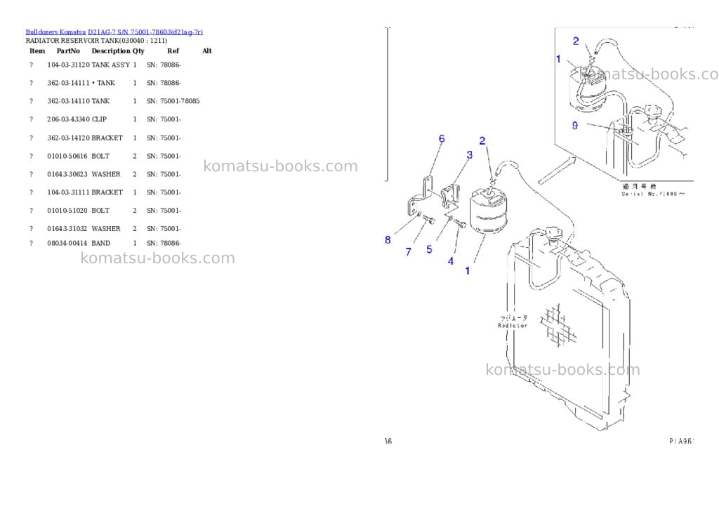 Komatsu d21ag-7 s/n 75001-78603 Parts catalog cover Page 3