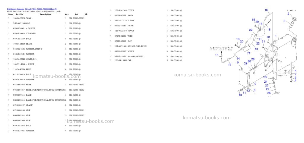 Komatsu d21ag-7 s/n 75001-78603 Parts catalog cover Page 6
