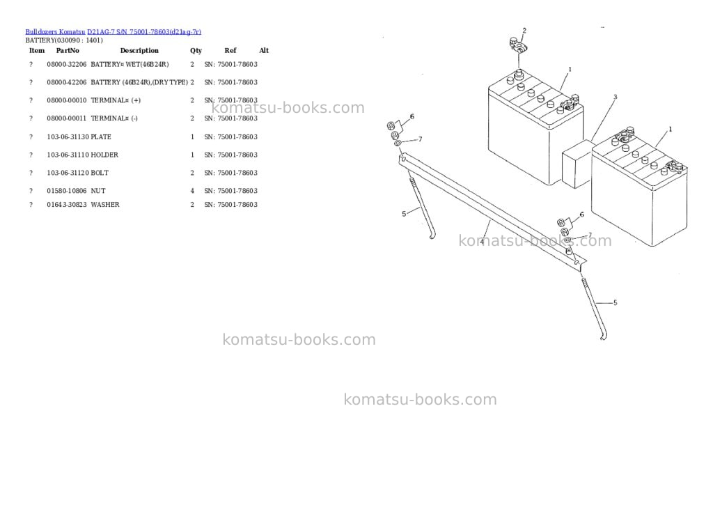 Komatsu d21ag-7 s/n 75001-78603 Parts catalog cover Page 8
