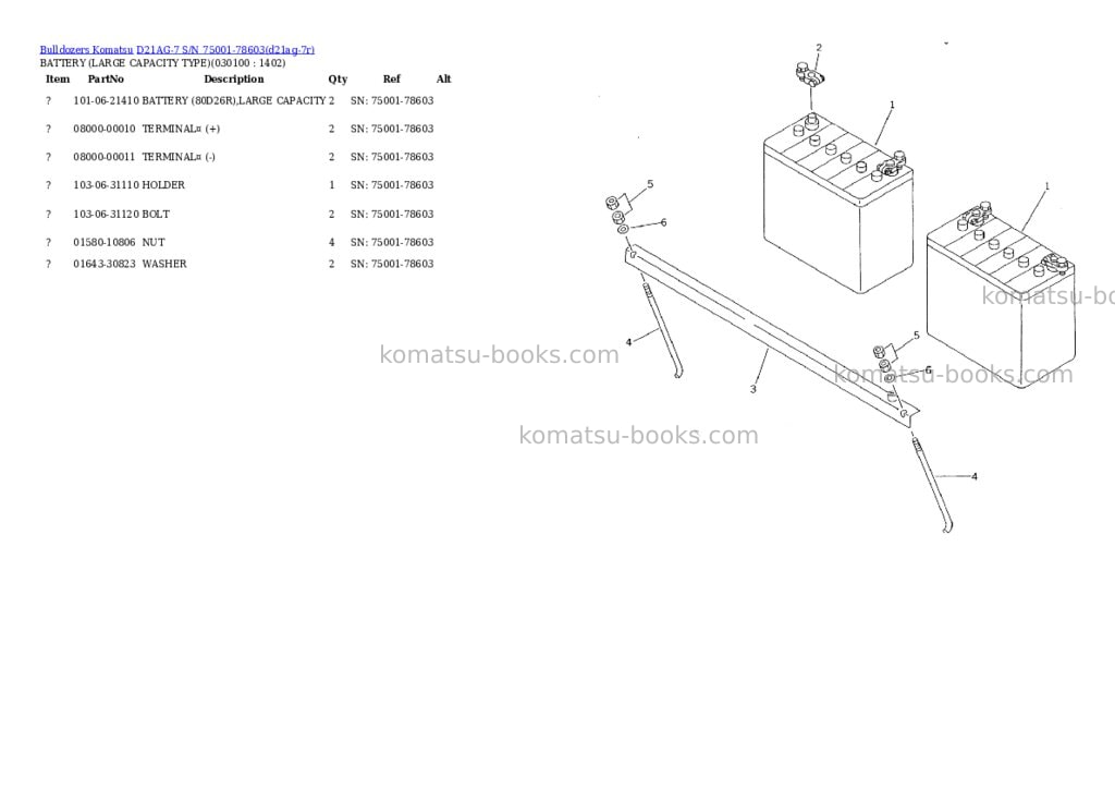 Komatsu d21ag-7 s/n 75001-78603 Parts catalog cover Page 9