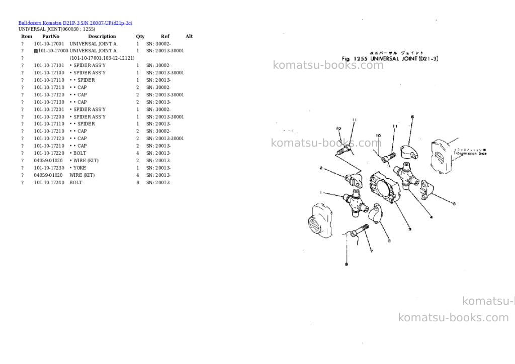 Komatsu D21P-3 S/N 20007-UP Parts catalog cover Page 10 Komatsu D21P-3 S/N 20007-UP Parts catalog cover Page 10