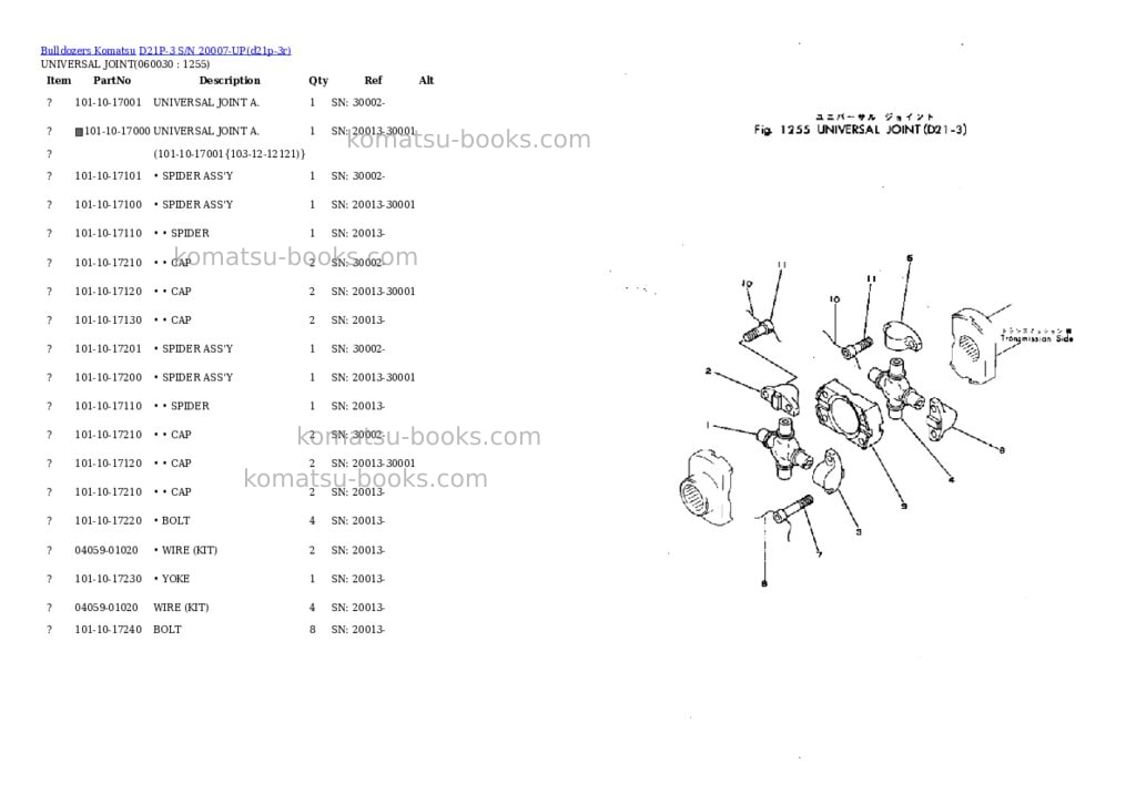 Komatsu d21p-3 s/n 20007-up Parts catalog cover Page 10 Komatsu d21p-3 s/n 20007-up Parts catalog cover Page 10