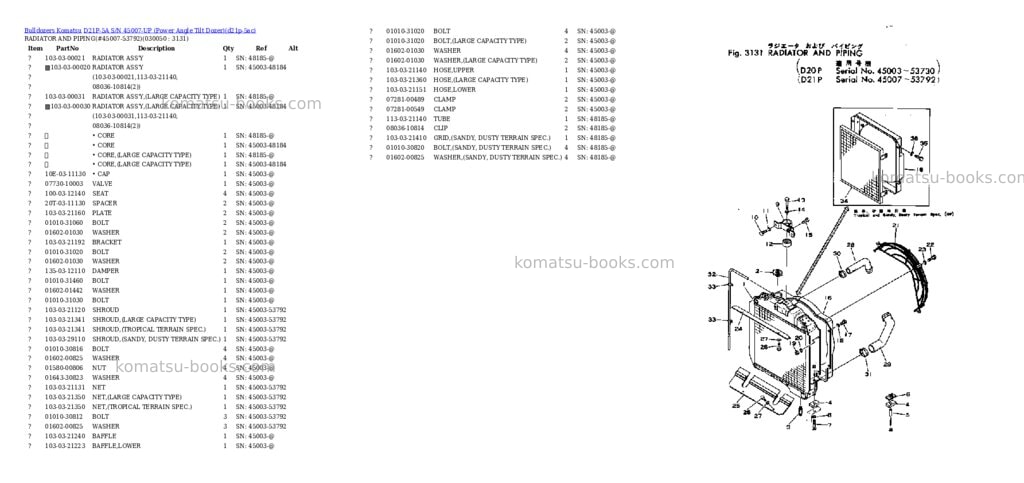 Komatsu d21p-5a s/n 45007-up power angle tilt dozer Parts catalog cover Page 4