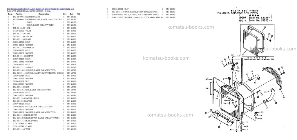 Komatsu d21p-5a s/n 45007-up power angle tilt dozer Parts catalog cover Page 5