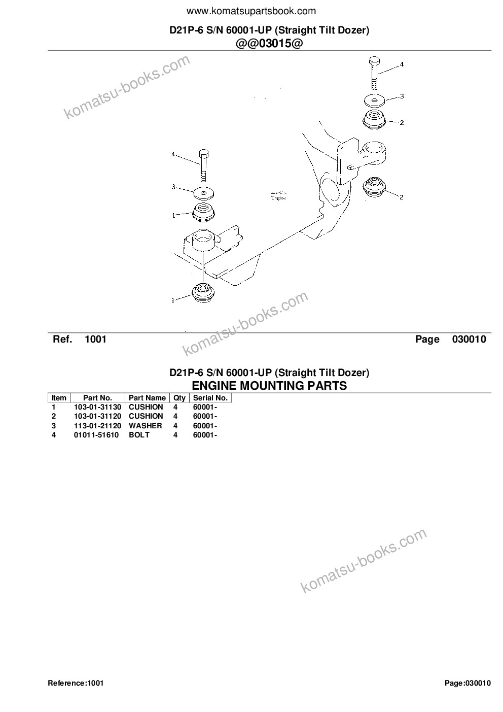 Komatsu D21P-6 S/N 60001-UP (Straight Tilt Dozer) Parts catalog cover Page 3