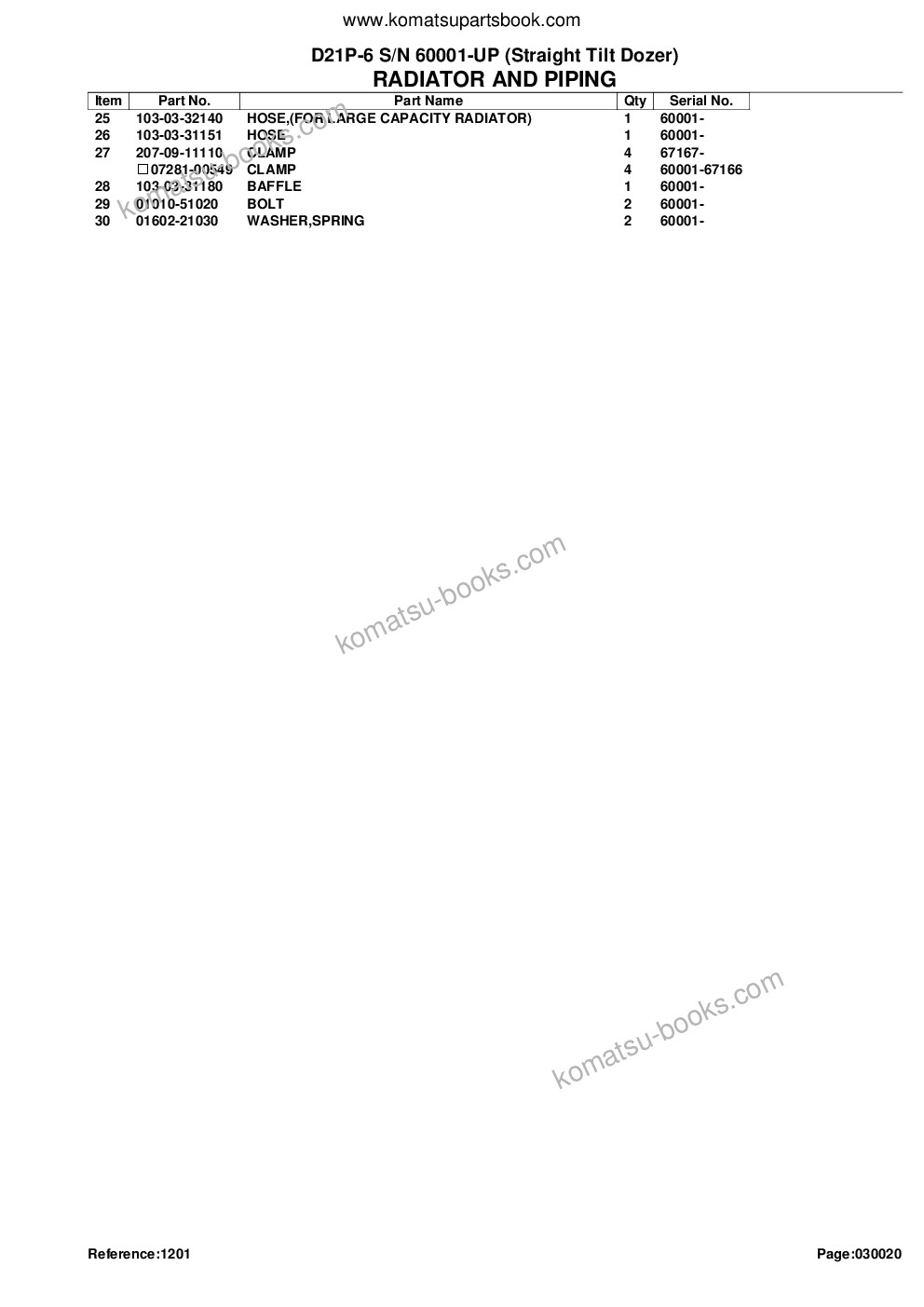 Komatsu D21P-6 S/N 60001-UP (Straight Tilt Dozer) Parts catalog cover Page 5