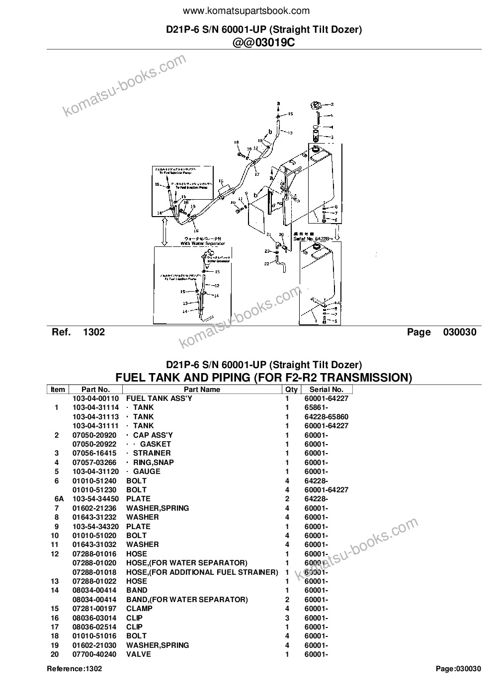Komatsu D21P-6 S/N 60001-UP (Straight Tilt Dozer) Parts catalog cover Page 6