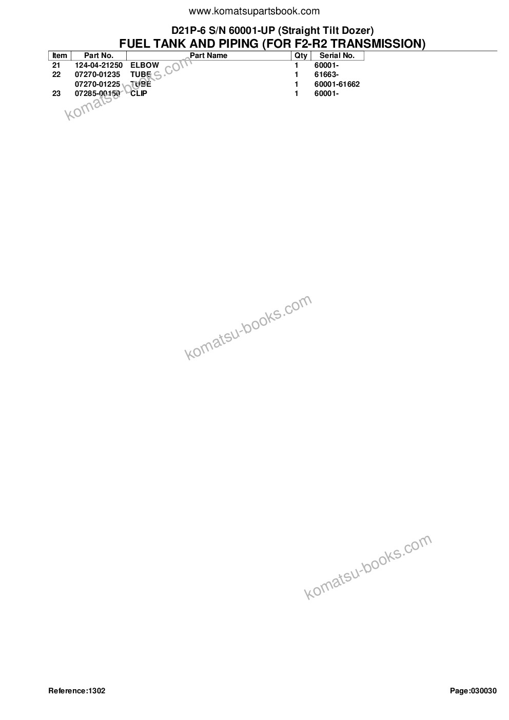 Komatsu D21P-6 S/N 60001-UP (Straight Tilt Dozer) Parts catalog cover Page 7