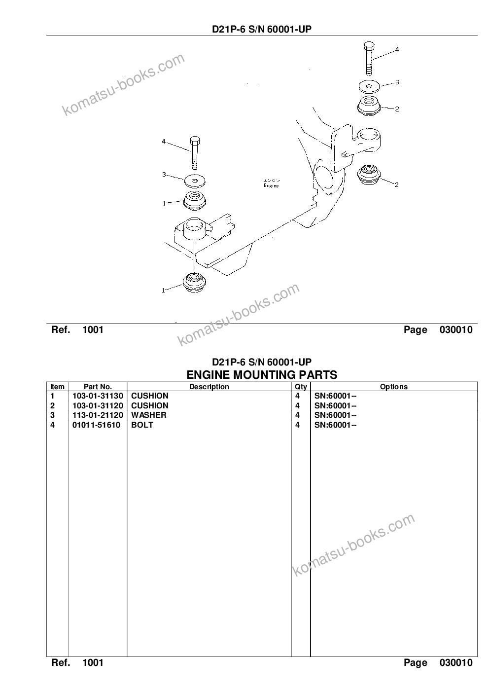 Komatsu d21p-6 s/n 60001-up straight tilt dozer Parts catalog cover Page 3