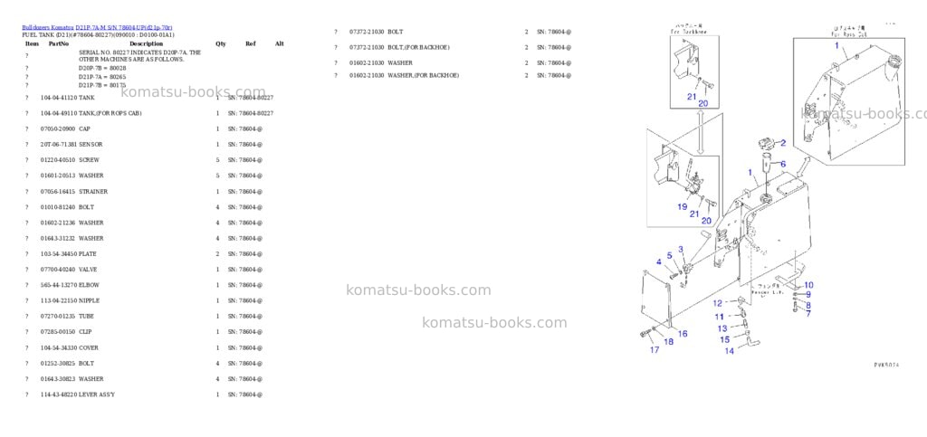 Komatsu d21p-7a-m s/n 78604-up Parts catalog cover Komatsu d21p-7a-m s/n 78604-up Parts catalog cover