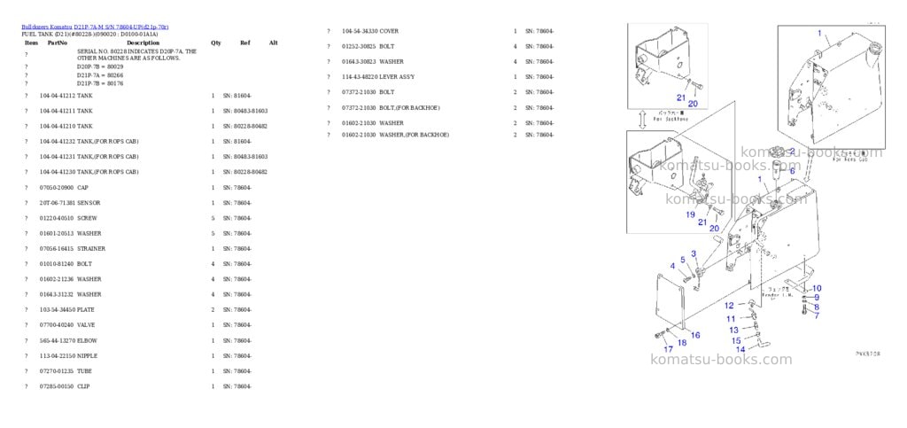 Komatsu d21p-7a-m s/n 78604-up Parts catalog cover Page 2 Komatsu d21p-7a-m s/n 78604-up Parts catalog cover Page 2