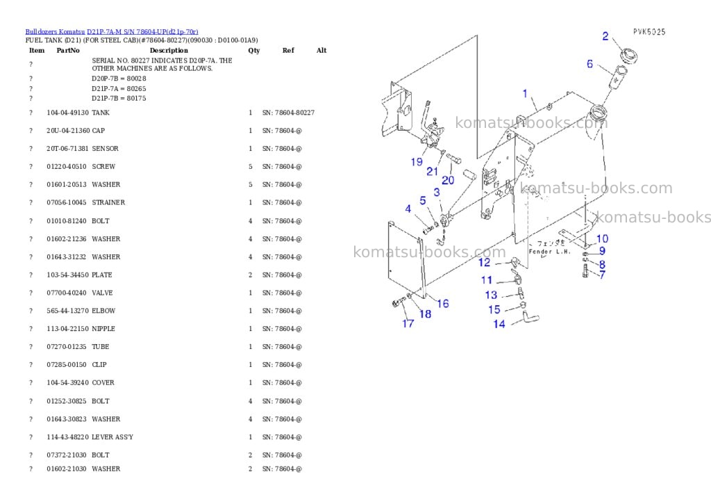 Komatsu d21p-7a-m s/n 78604-up Parts catalog cover Page 3 Komatsu d21p-7a-m s/n 78604-up Parts catalog cover Page 3