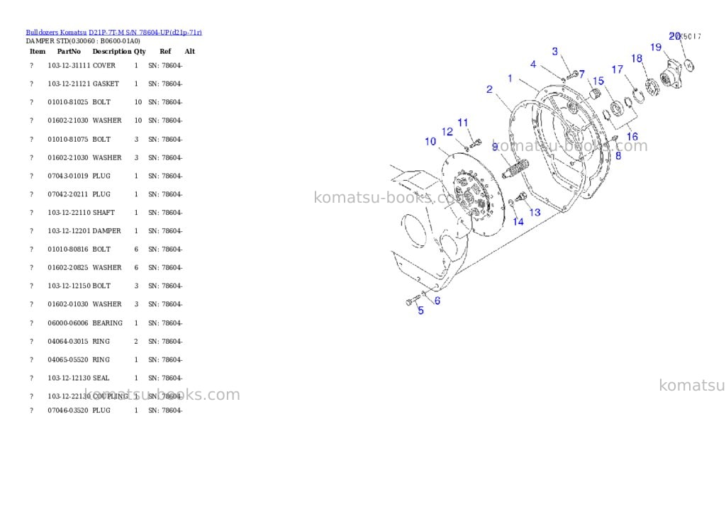 Komatsu d21p-7t-m s/n 78604-up Parts catalog cover Page 5