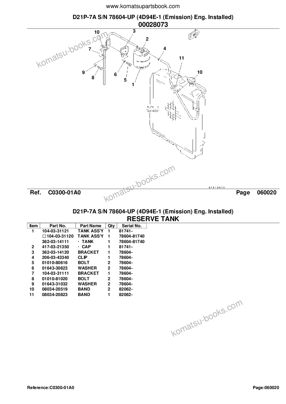 Komatsu d21p-7a s/n 78604-up 4d94e-1 emission eng. installed Parts catalog cover Page 10