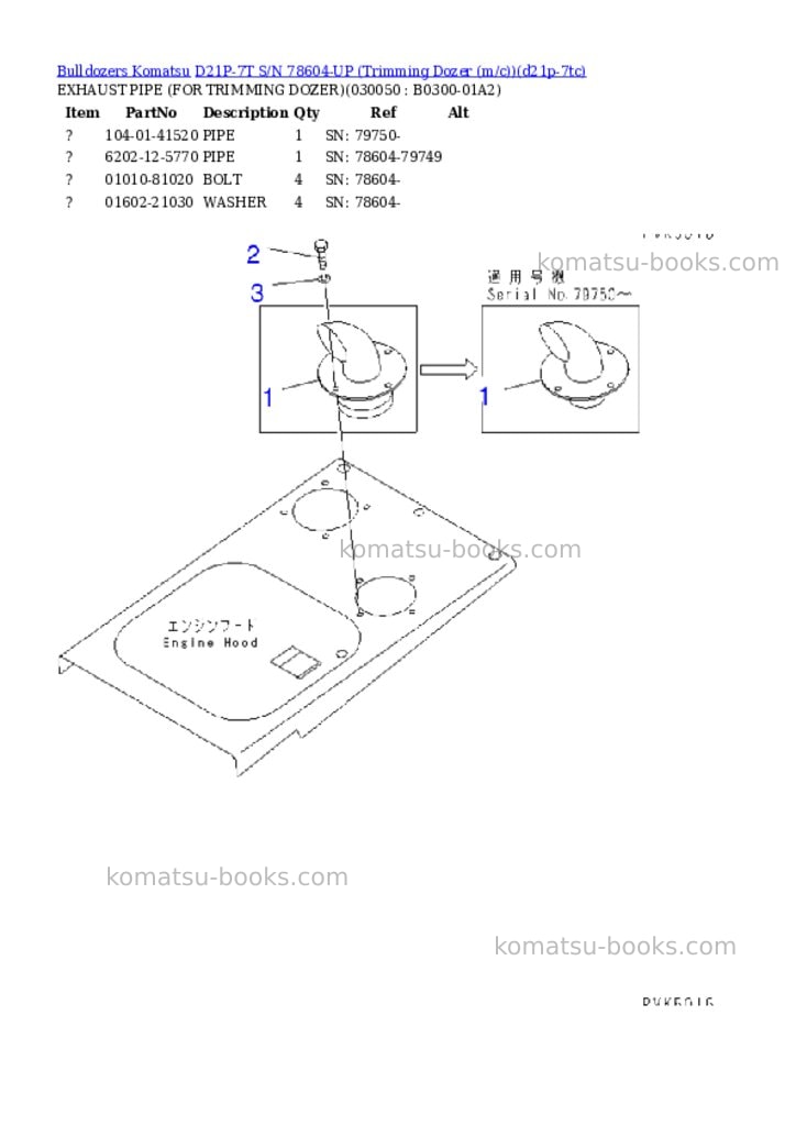 Komatsu d21p-7t s/n 78604-up trimming dozer m/c Parts catalog cover Page 4