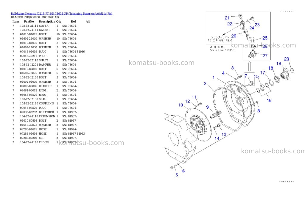 Komatsu d21p-7t s/n 78604-up trimming dozer m/c Parts catalog cover Page 5