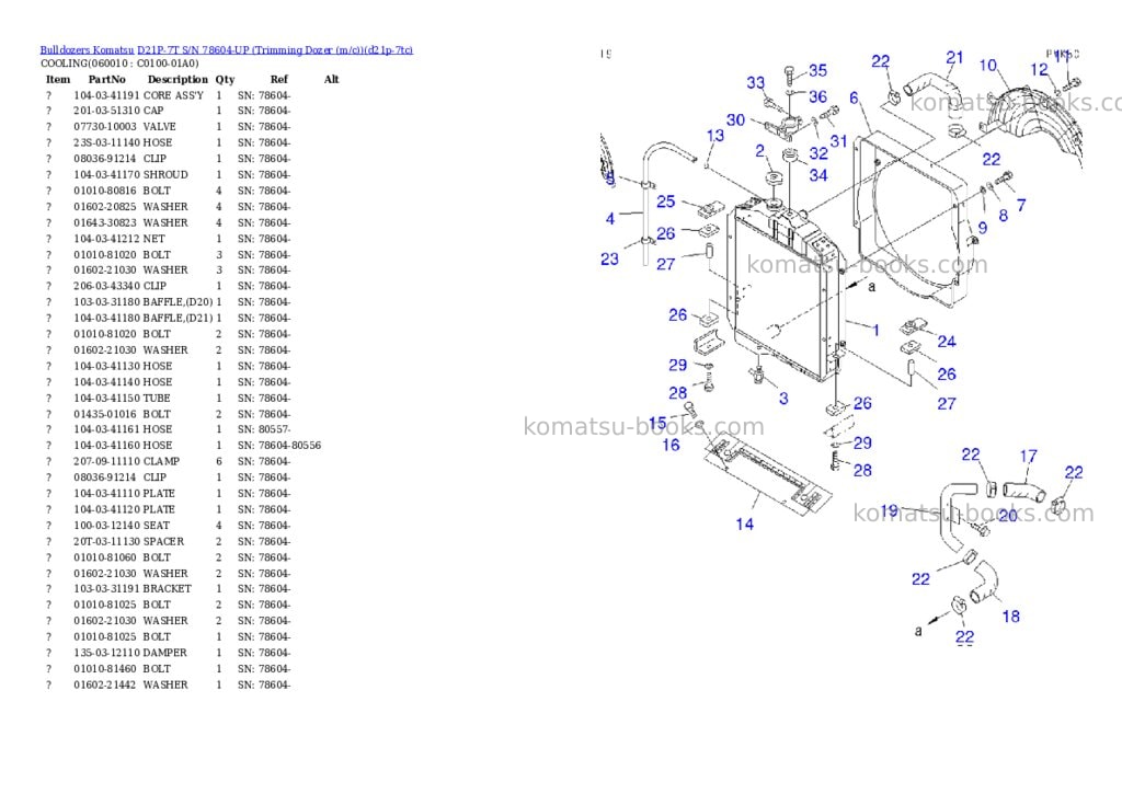Komatsu d21p-7t s/n 78604-up trimming dozer m/c Parts catalog cover Page 7