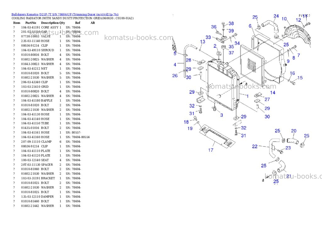 Komatsu d21p-7t s/n 78604-up trimming dozer m/c Parts catalog cover Page 9