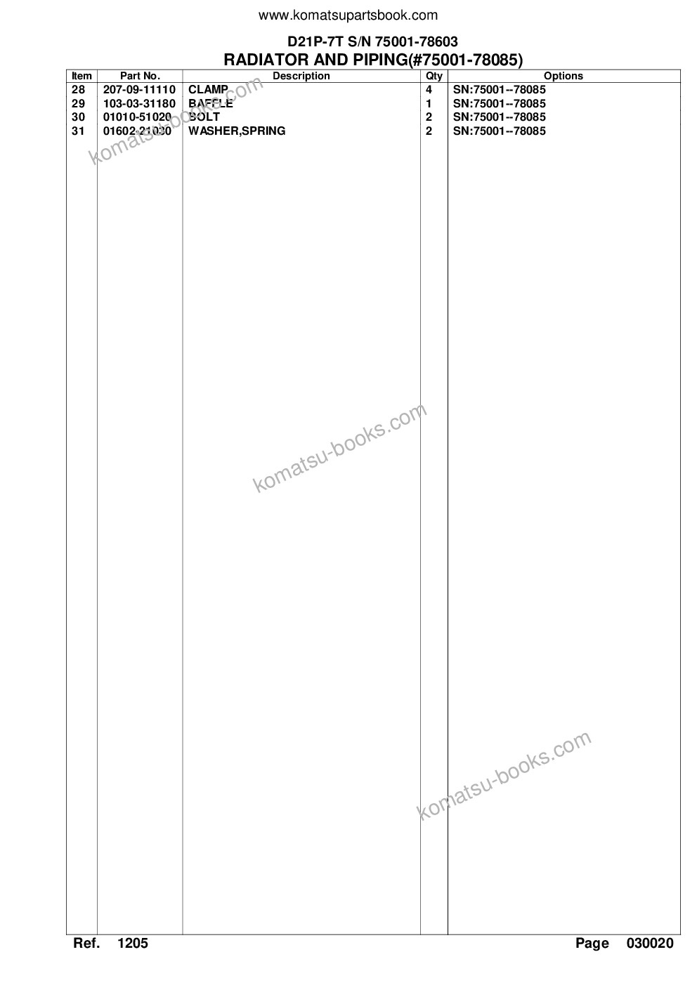 Komatsu d21p-7t s/n 75001-78603 Parts catalog cover Page 5 Komatsu d21p-7t s/n 75001-78603 Parts catalog cover Page 5