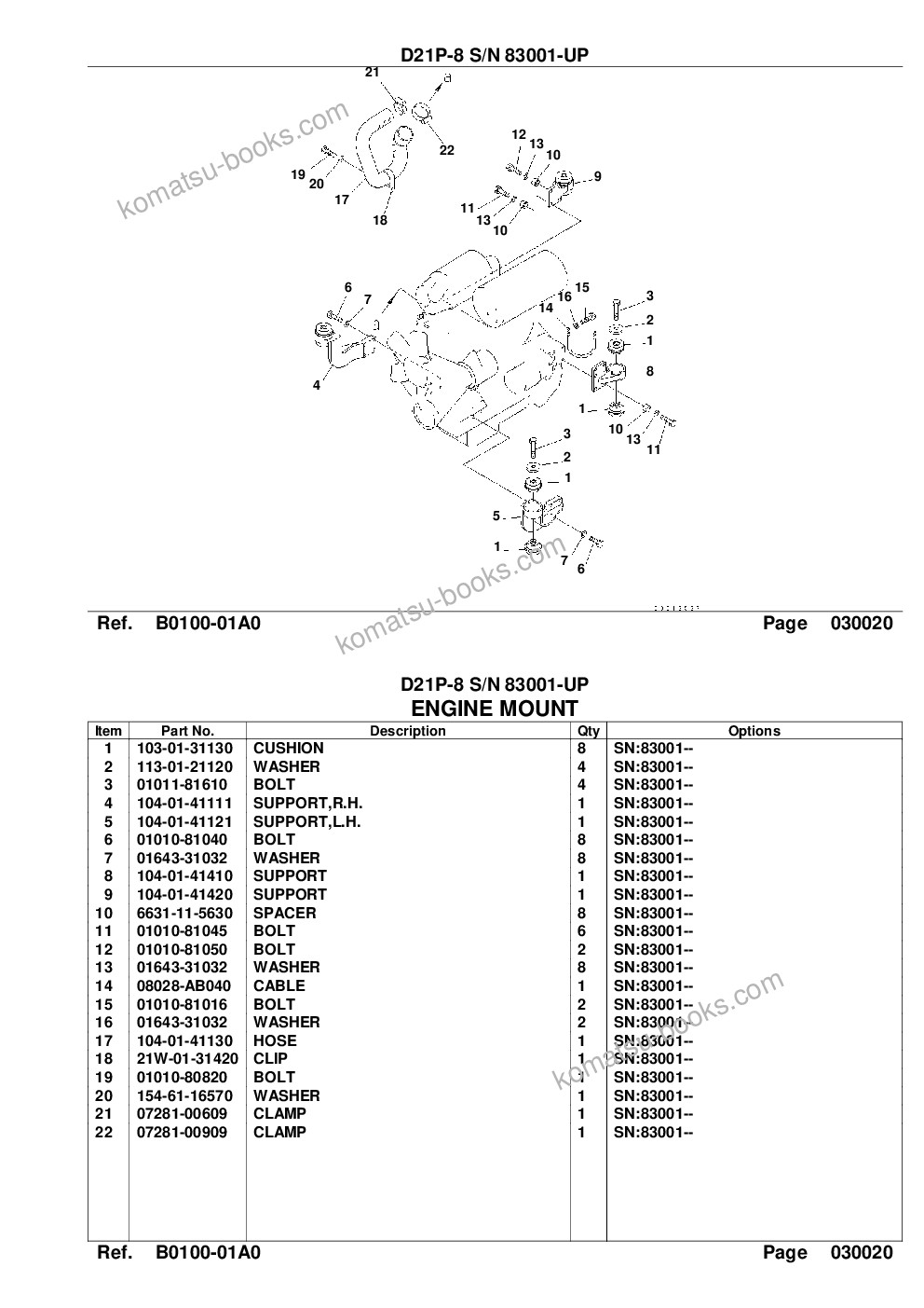 Komatsu d21p-8 s/n 83001-up overseas version Каталог запчастей обложка Страница 4