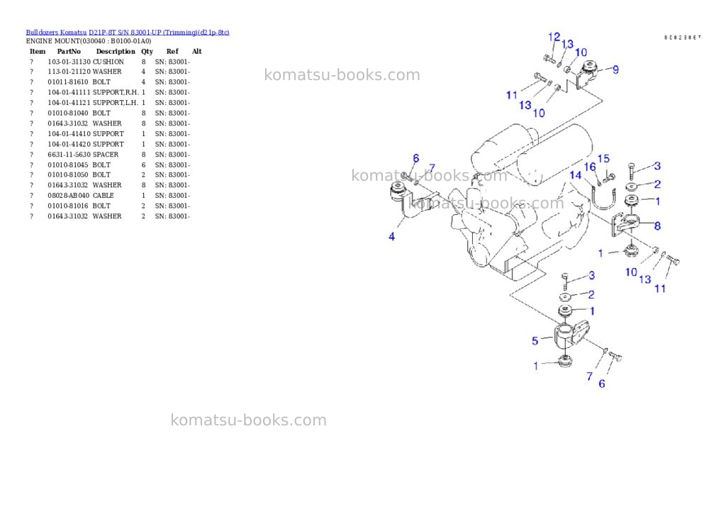 Komatsu D21P-8T S/N 83001-UP (Trimming) Parts catalog cover Page 3