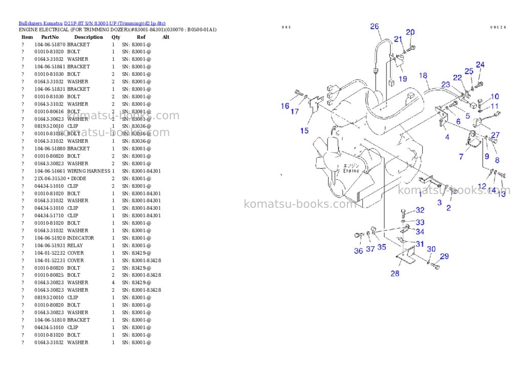 Komatsu D21P-8T S/N 83001-UP (Trimming) Parts catalog cover Page 6