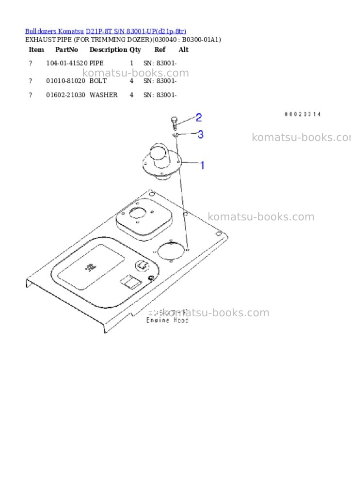 Komatsu d21p-8t s/n 83001-up Parts catalog cover Page 3